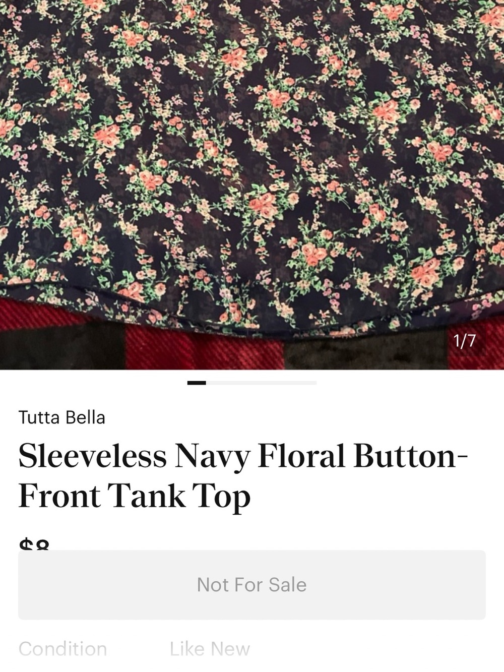 Tutta Bella Navy Floral Sleeveless Tank Top